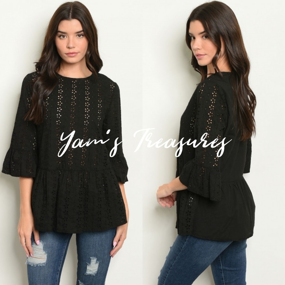 Boutique item black eyelet top